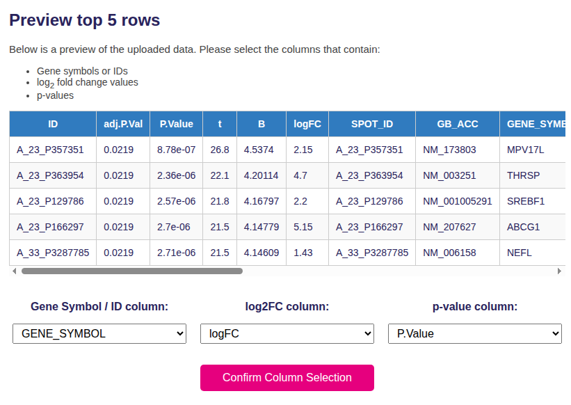molaopanalyser-columnselect